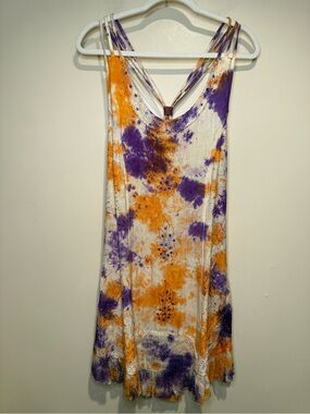 RAGA anthropologie Bohemian tie dye sequin mini dress size medium